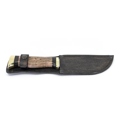 Couteau en érable coti stabilisé teinté rose et bois d'ébène Couteau en érable coti stabilisé teinté rose et bois d'ébène