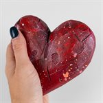 Heart to Hold – Tactile Gypsum Polymer Sculpture – Deep Red