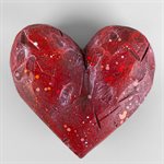 Heart to Hold – Tactile Gypsum Polymer Sculpture – Deep Red