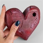 Heart to Hold – Tactile Gypsum Polymer Sculpture – Deep Red