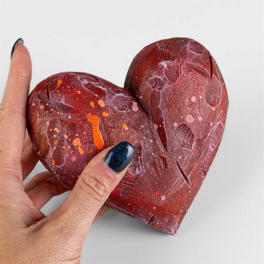 Heart to Hold – Tactile Gypsum Polymer Sculpture – Rust