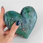Heart to Hold – Tactile Gypsum Polymer Sculpture – Forest Green