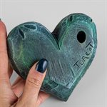 Heart to Hold – Tactile Gypsum Polymer Sculpture – Forest Green