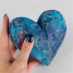 Heart to Hold – Tactile Gypsum Polymer Sculpture – Turquoise Blue