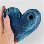 Heart to Hold – Tactile Gypsum Polymer Sculpture – Turquoise Blue