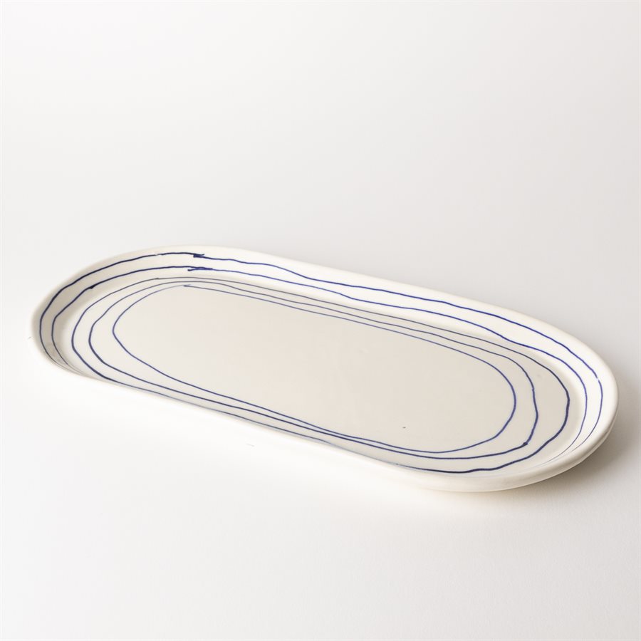 Large Oval Plate (Tray) - Blue My Love 1