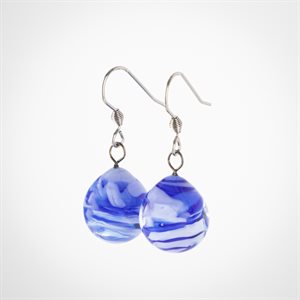 Boucle d'oreille goutte marbré en verre Bleu