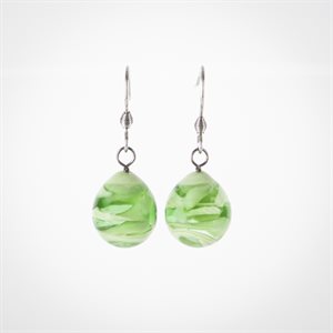 Boucle d'oreille goutte marbré en verre Vert