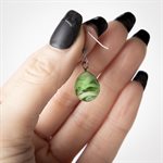 Boucle d'oreille goutte marbré en verre Vert