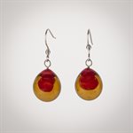 Boucle d'oreille goutte torsadé en verre Rouge, blanc et ambré Boucle d'oreille goutte torsadé en verre Rouge, blanc et ambré