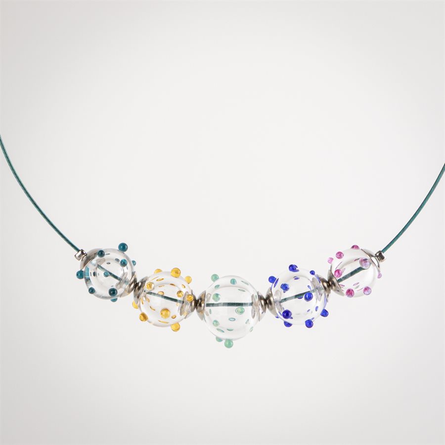 Collier bulles picotées Bleu