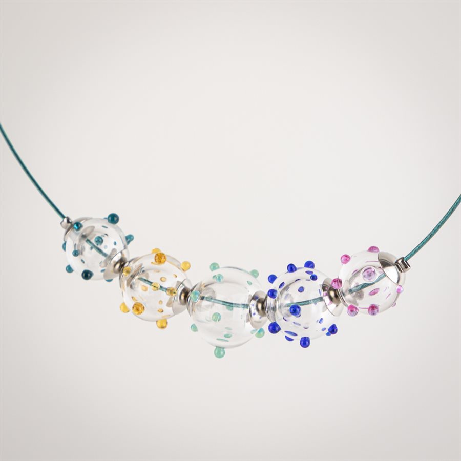 Collier bulles picotées Bleu