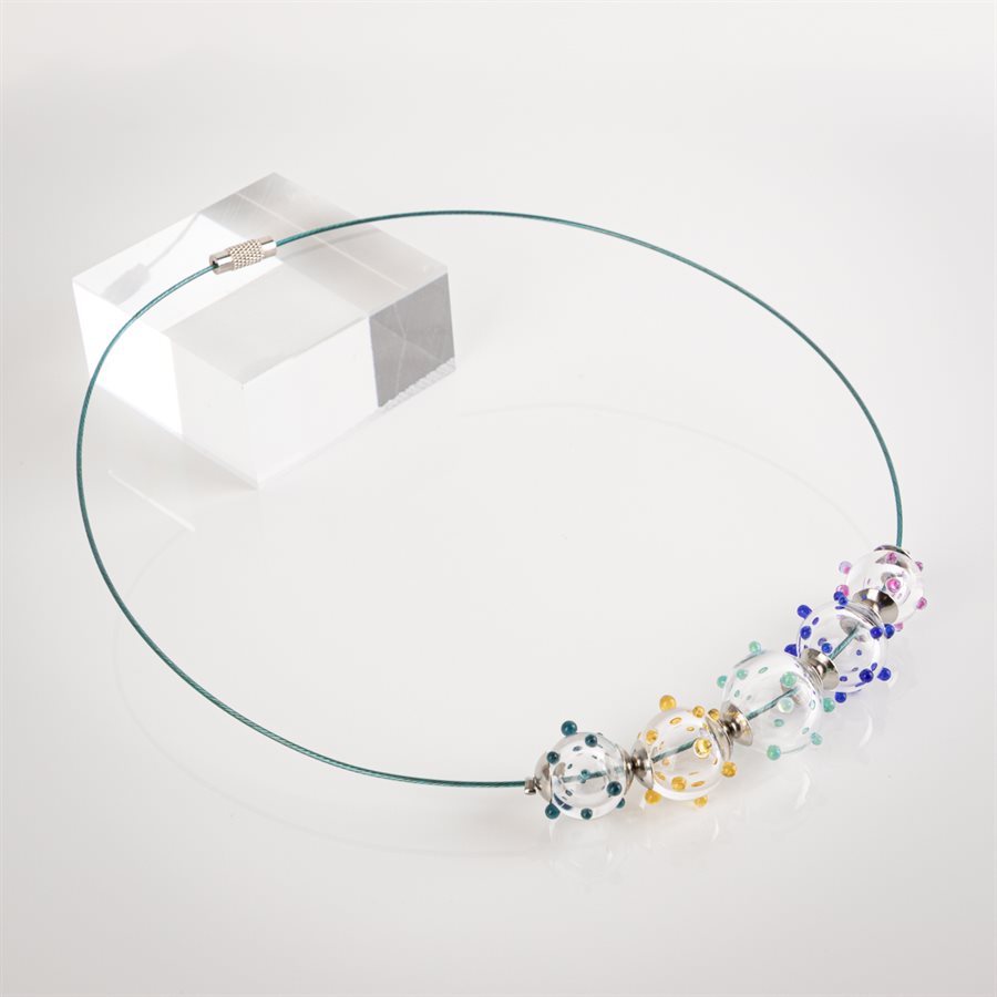 Collier bulles picotées Bleu