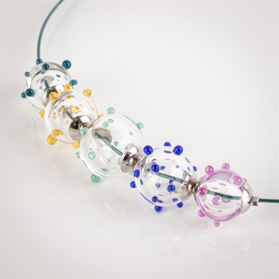 Collier bulles picotées Bleu