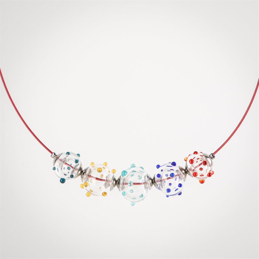 Collier bulles picotées Rouge