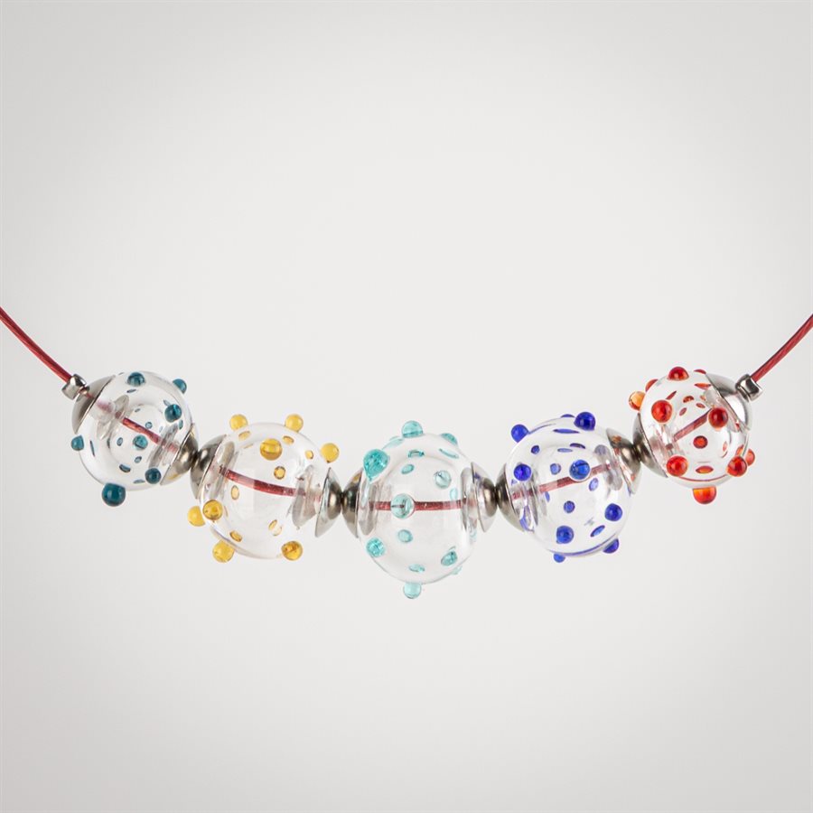 Collier bulles picotées Rouge