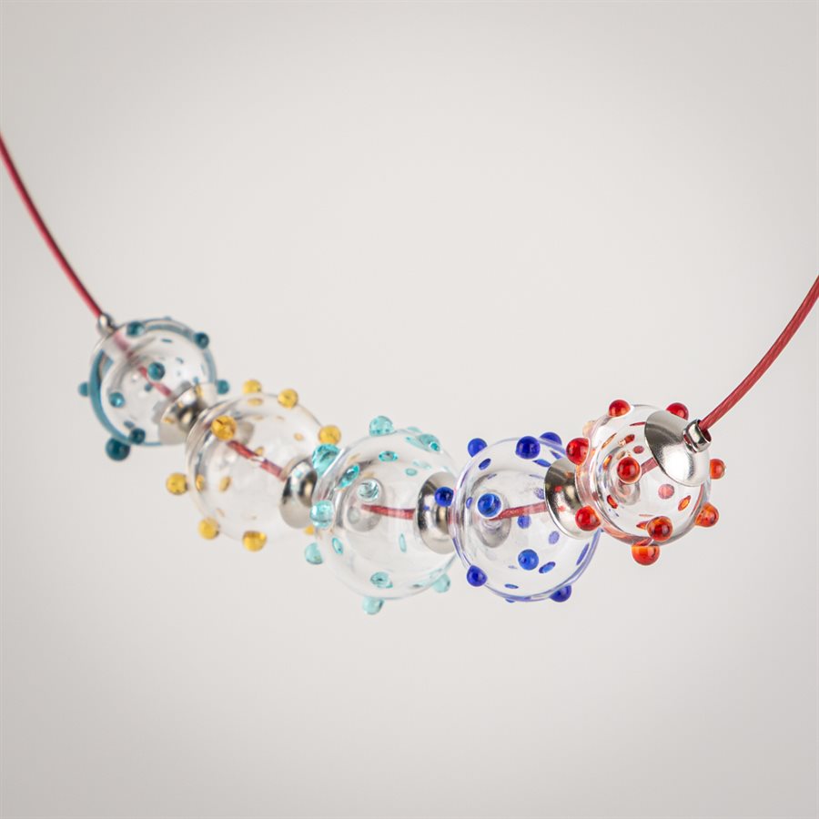 Collier bulles picotées Rouge