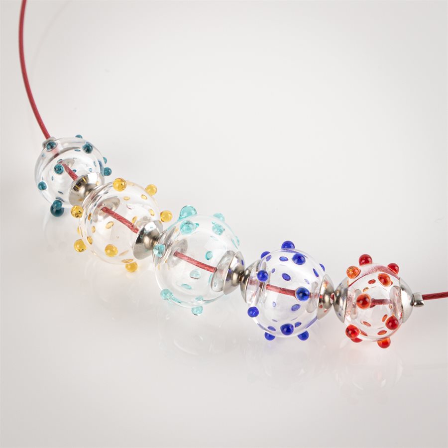 Collier bulles picotées Rouge