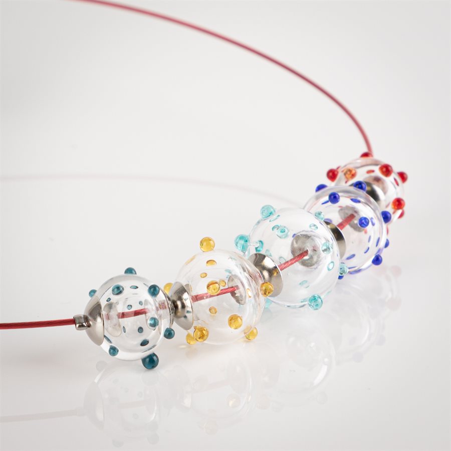 Collier bulles picotées Rouge