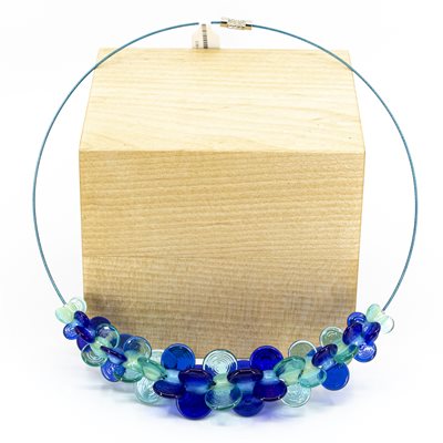Collier de verre travaillées à la flamme et acier innox Collier de verre travaillées à la flamme et acier innox