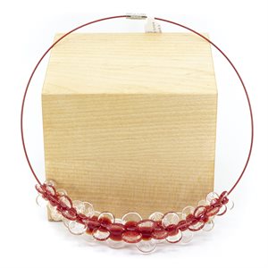 Collier de verre travaillées à la flamme et acier innox