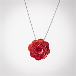 Collier petite rose en verre rouge
