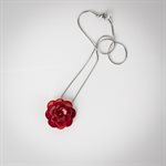Small red rose shaped glass necklace