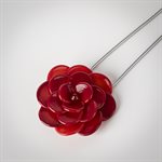 Small red rose shaped glass necklace