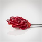 Small red rose shaped glass necklace