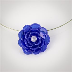 Small glass rose necklace on metal wire