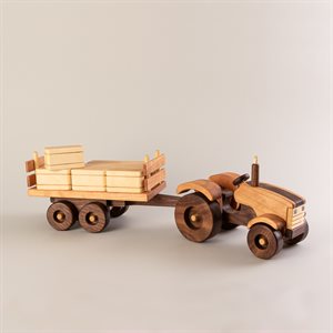 Jouet tracteur avec sa remorque en bois
