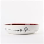 Porcelain pasta bowl with red interior