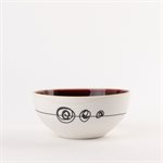 Small round porcelain bowl with red interior