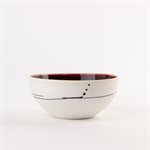 Small round porcelain bowl with red interior