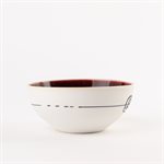 Small round porcelain bowl with red interior