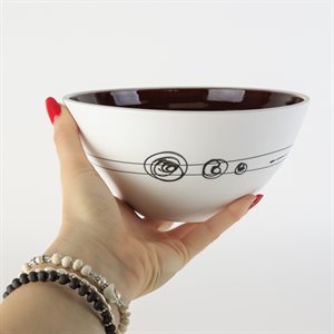 Soup ceramic bowl with red interior