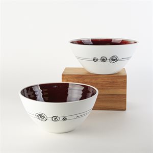 Soup ceramic bowl with green interior