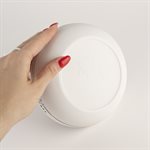 Small porcelain pasta bowl with red interior