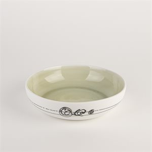 Small porcelain pasta bowl with green interior