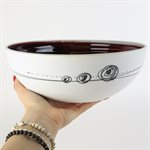 High salad ceramic bowl with red interior