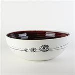 High salad ceramic bowl with red interior