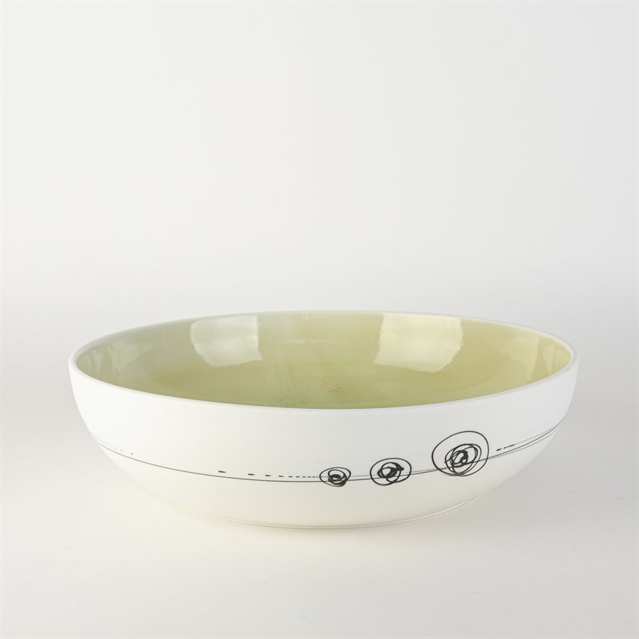 Salad ceramic bowl with green interior