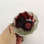 Tasse parapluie en porcelaine cuite au gaz avec intérieur rouge et vert