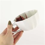 Tasse parapluie en porcelaine cuite au gaz avec intérieur rouge et vert