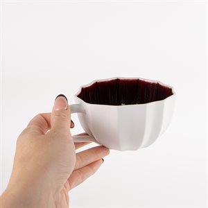 Tasse parapluie en porcelaine cuite au gaz avec intérieur rouge