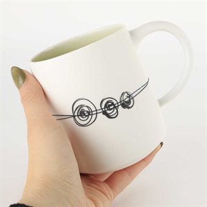 Porcelain coffee cup, green interior