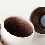 Gas-fired porcelain wine glass with red and green interior