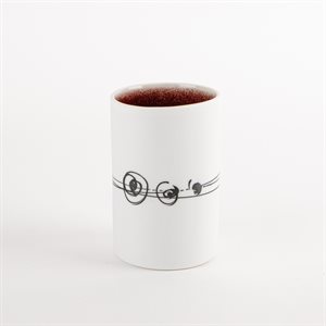 Petit verre droit en porcelaine cuite au gaz avec intérieur rouge