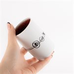 Small straight gas-fired porcelain glass with red interior