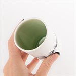 Petit verre droit en porcelaine cuite au gaz avec intérieur vert